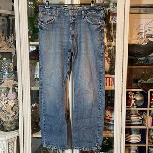 Vintage Nautical distressed blue straight leg jeans men’s 34/30